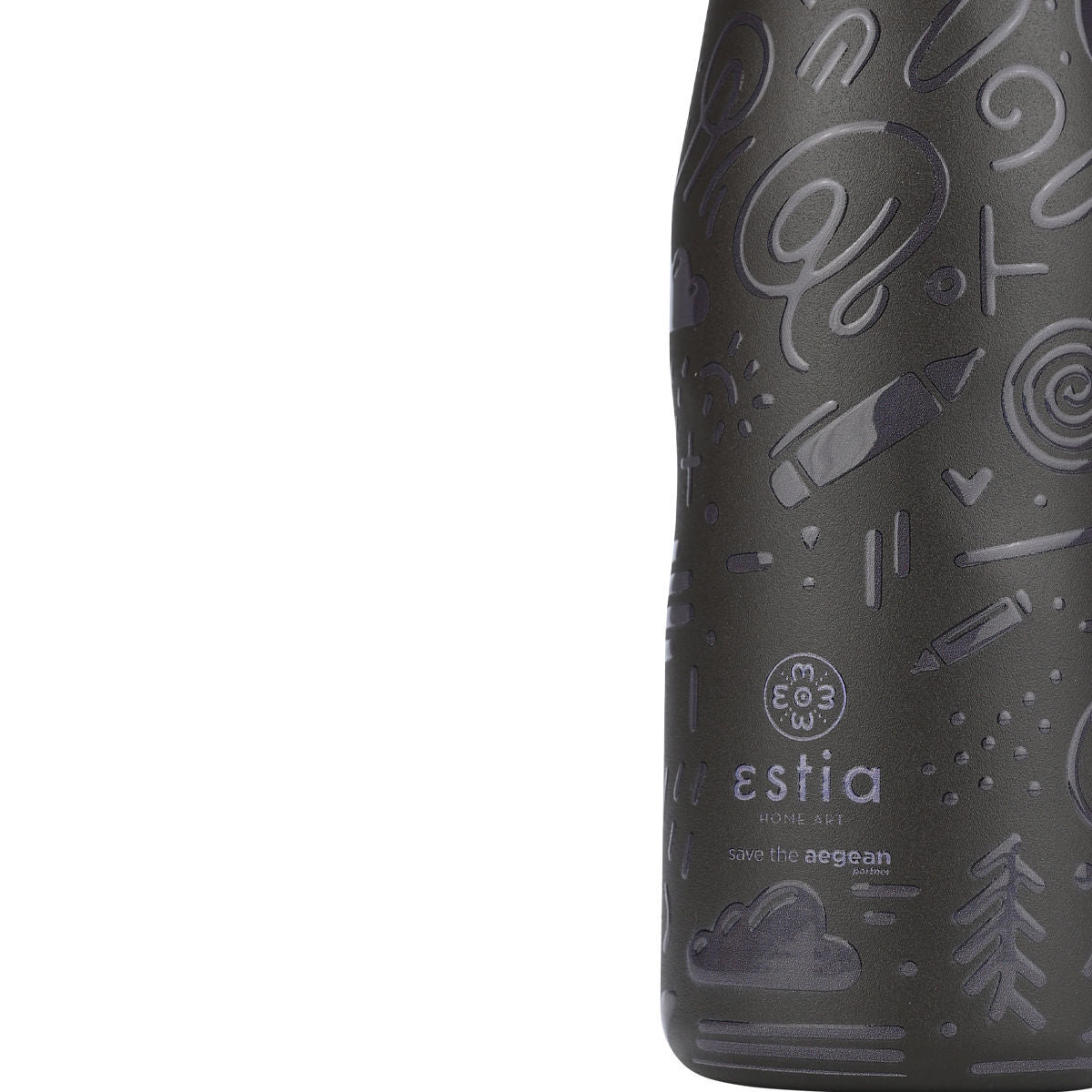 Estia Θερμός Travel Flask Save The Aegean 500ml Noir Echo