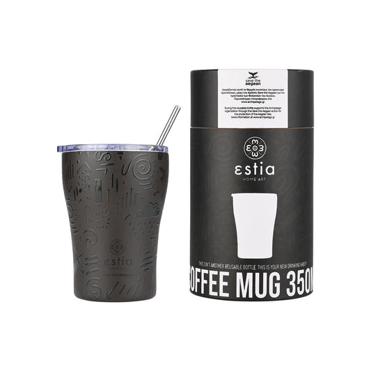 Estia Θερμός Coffee Mug Save The Aegean 350ml Noir Echo