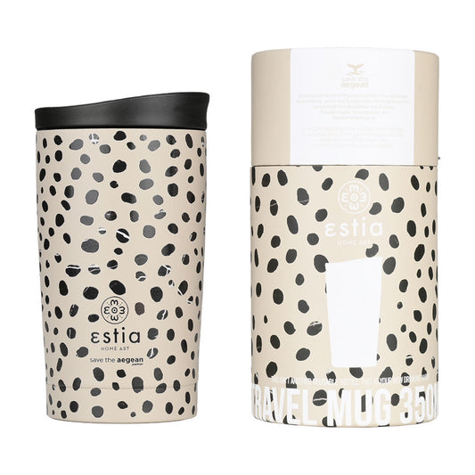 Estia Θερμός Travel Mug Save The Aegean 350ml Leopard Taupe