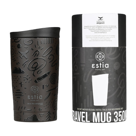 Estia Θερμός Travel Mug Save The Aegean 350ml Noir Echo