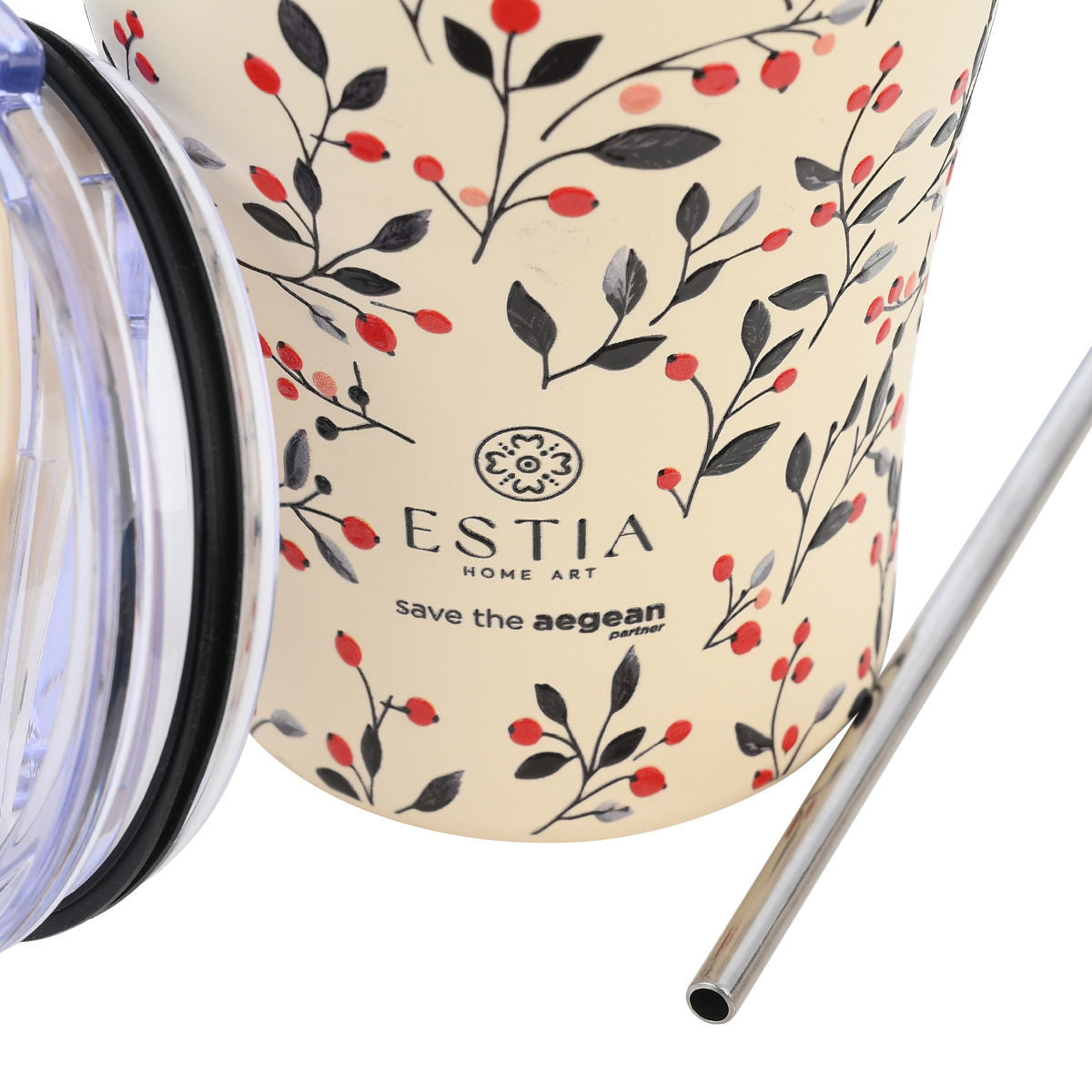 Estia Θερμός Coffee Mug Save The Aegean 350ml Bloom Beige
