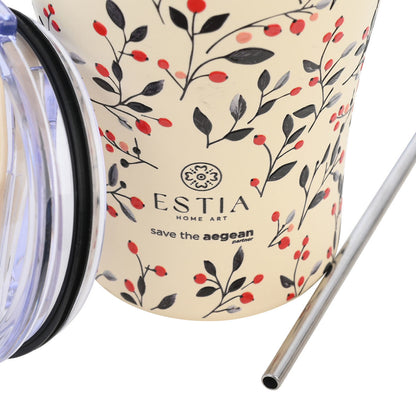 Estia Θερμός Coffee Mug Save The Aegean 350ml Bloom Beige