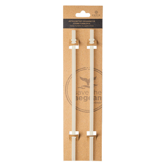 Estia Ανταλλακτικά Καλαμάκια Straw Tumbler XL 1200ml Lily White 2τμχ