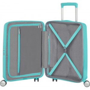 American Tourister Soundbox Βαλίτσα Καμπίνας 55cm Επεκτεινόμενη Light Turquoise